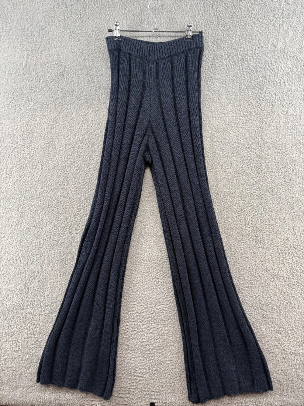 NWT DISSH Jazz Indigo Ribbed Knit Wide Leg Pants Cotton Linen XS